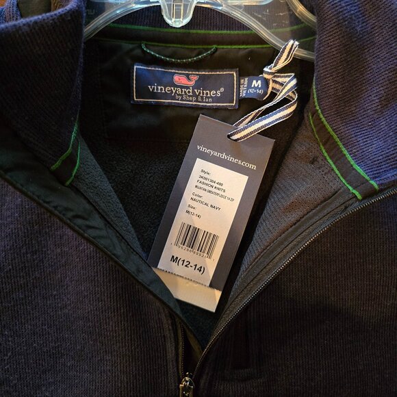 NWT - Vineyard Vines Mountain Sweater/Fleece 1/4 Zip Navy Pullover - Boys - Picture 5 of 6